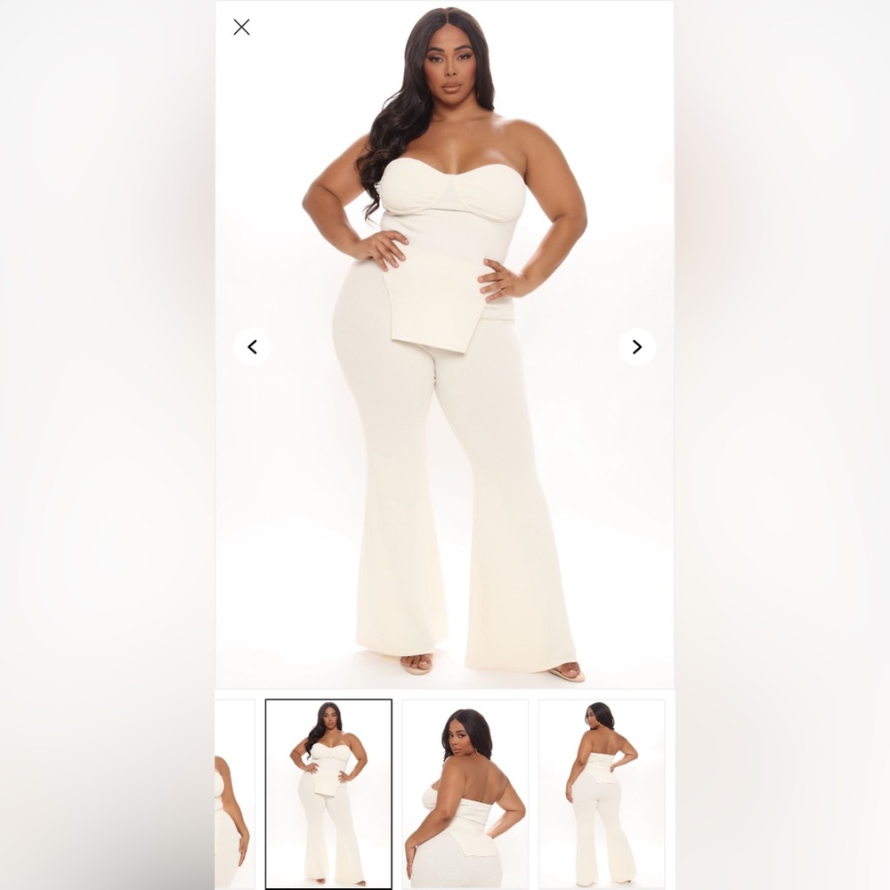 New Fashion Nova Cream Flare Pants Set